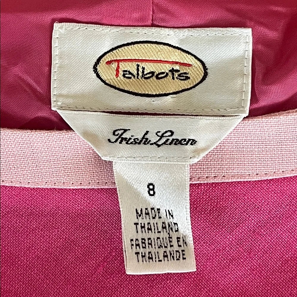 Vintage Talbots Irish Linen Pink Sheath Midi Dress Sleeveless Size 8
